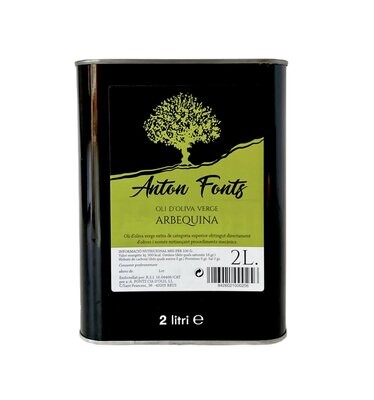 Llauna  de 2 litres d'oli d'oliva  arbequina verge extra