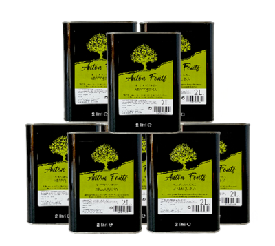 Pack de 8 llaunes de 2 litres d'oli d'oliva arbequina verge extra