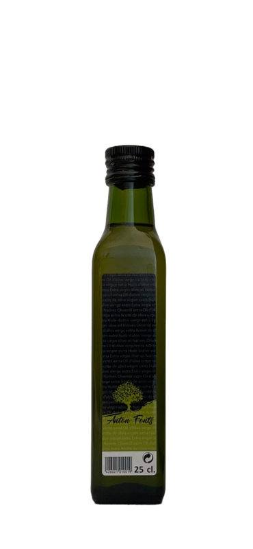 Ampolla de vidre de 25 cl. d'oli d'oliva arbequina verge extra
