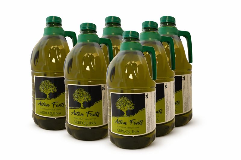 Pack de 6 garrafas de 2 litros de aceite de oliva arbequina virgen extra