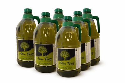 Pack de 6 garrafes de 2 litres d'oli d'oliva arbequina verge extra