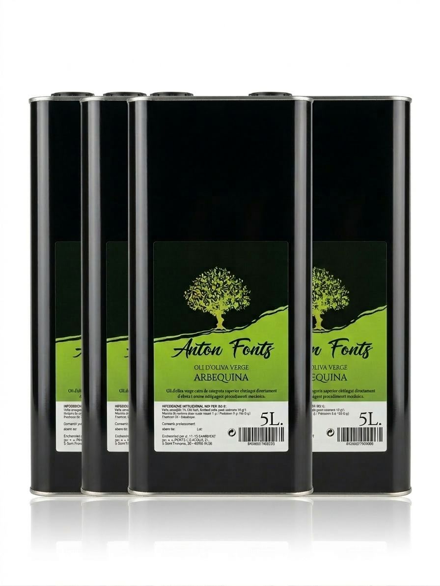 Pack de 4 llaunes de 5 litres  d'oli d'oliva arbequina verge extra