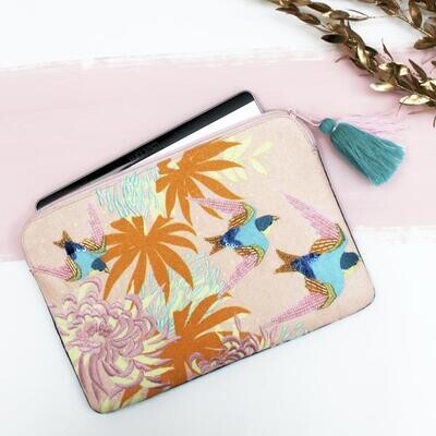 Soft Cotton Embroidered Swallow Tech Case