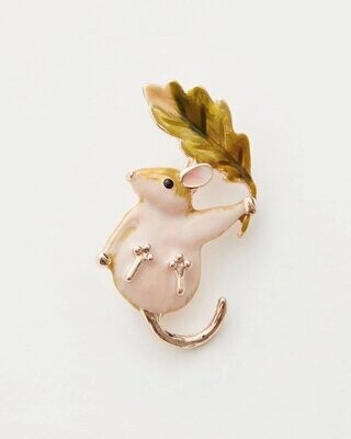 Hand painted Brooch - Door Mouse