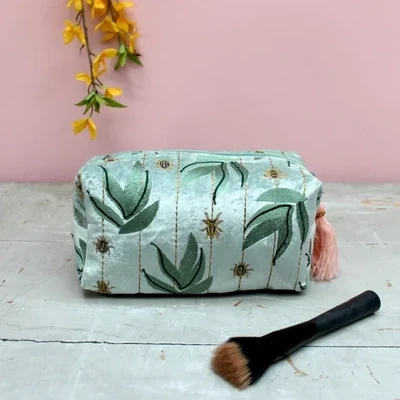 Green Velvet Box Cosmetic Bag