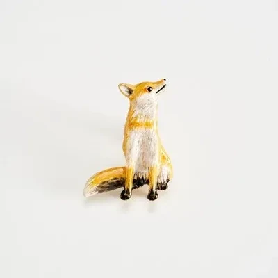 Hand Painted Fox Brooch