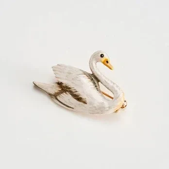 Hand Painted Swan Brooch