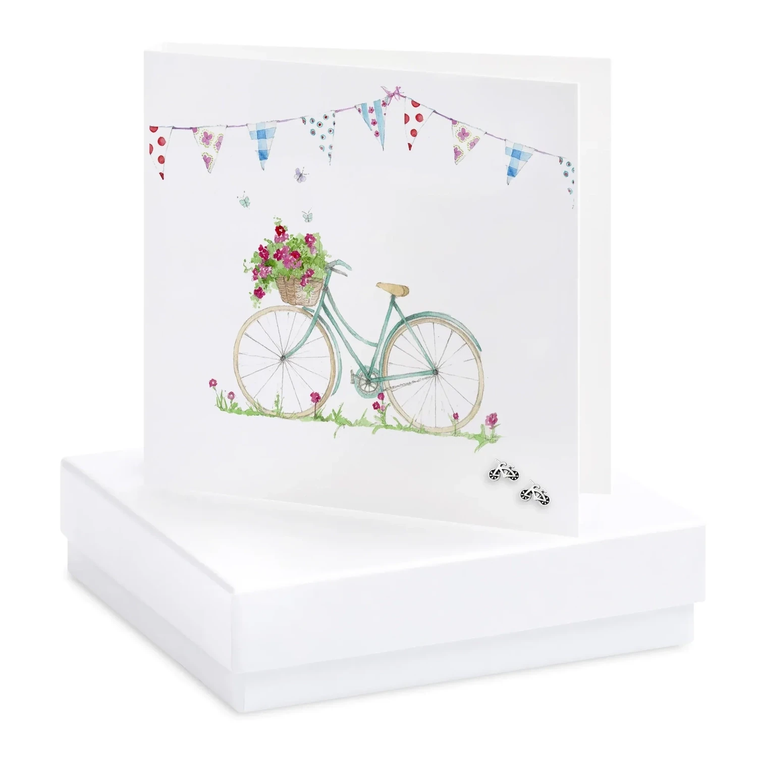 Bicycle Card With Bicycle Sterling Silver Studs