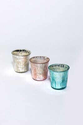 Small Glass Ribbed T-Light Holders