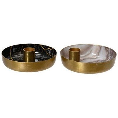 Marble & Gold effect Dish Candle Holder