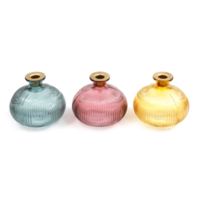 Retro Inspired Bulbous Glass Candle Holder - 3 Colours!