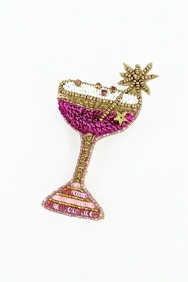 Beautifully Hand Beaded Brooch - Cocktail