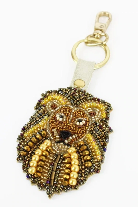 Beautifully Hand Beaded Keyring - Lion