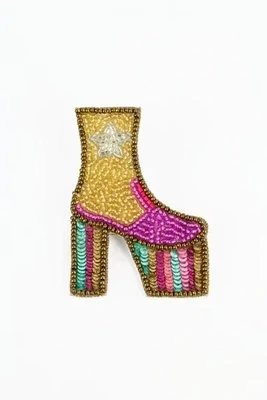 Beautifully Hand Beaded Brooch - Dancing Boot (Disco Vibes)