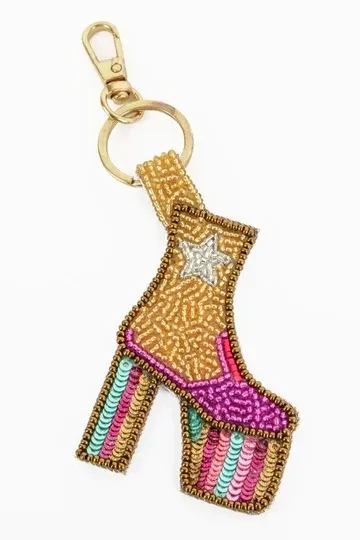 Beautifully Hand Beaded Keyring - Dancing Boot (Disco Vibes)