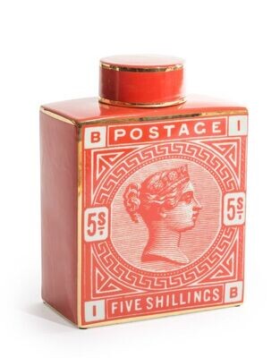 Large Red Postage Stamp Ceramic Storage Pot/Vase