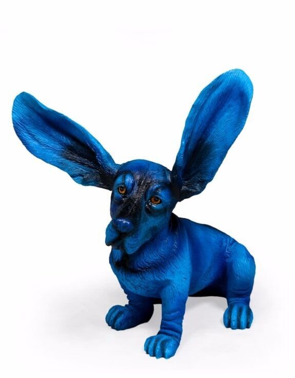 "Fred" our vibrant Blue Surprised Bassett Dog