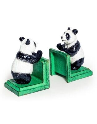 Adorable Cast Iron Panda Bookends