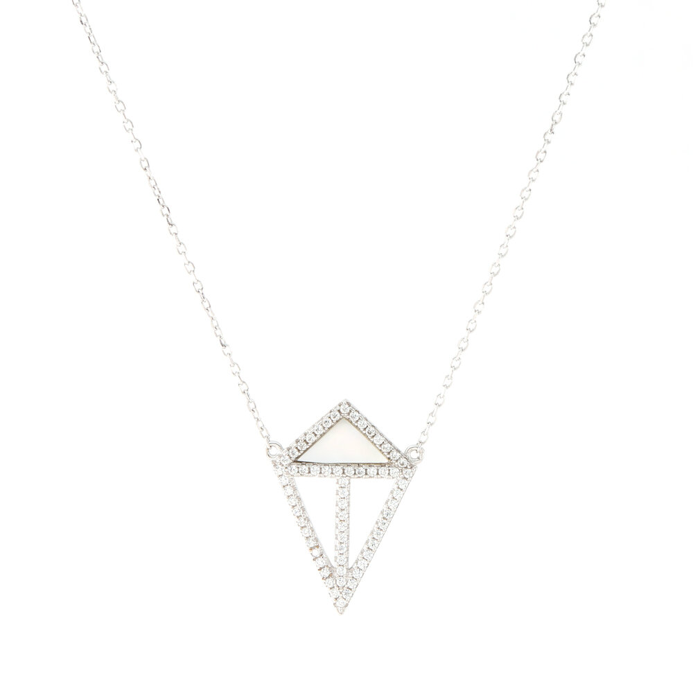MOTHER OF PEARL GEOMETRIC CONE NECKLACE