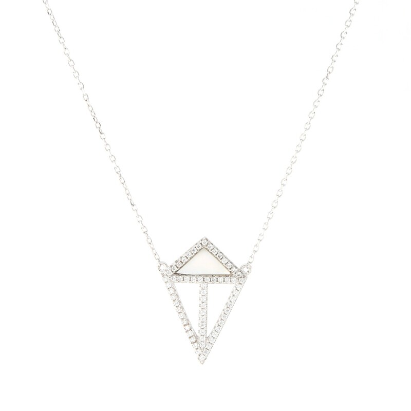 MOTHER OF PEARL GEOMETRIC CONE NECKLACE