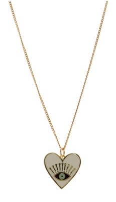 WHITE HEART WITH EVIL EYE NECKLACE