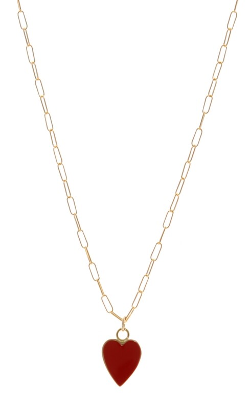 RED HEART AND PAPER CLIP NECKLACE