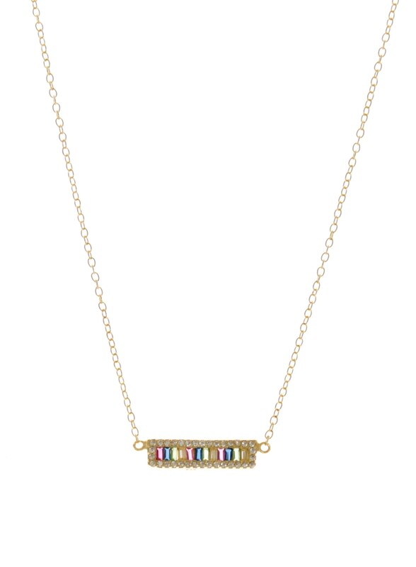 RAINBOW BAGUETTE NECKLACE
