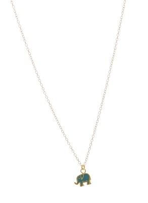 TINY TURQUOISE ENAMEL ELEPHANT NECKLACE