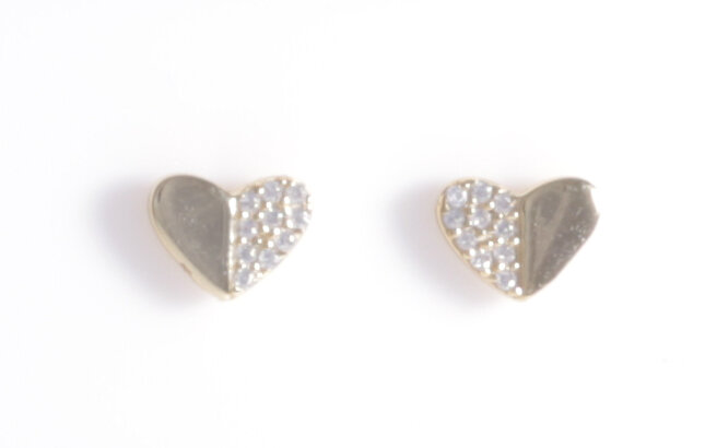 HALF AND HALF HEART STUDS