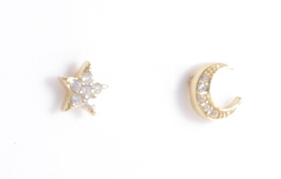 SMALL PAVE MOON AND STAR STUDS