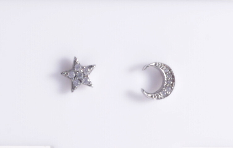 SMALL PAVE MOON AND STAR STUDS