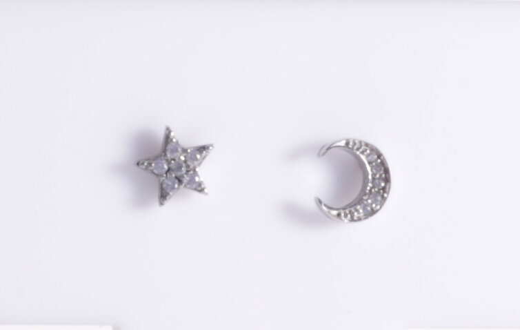 SMALL PAVE MOON AND STAR STUDS