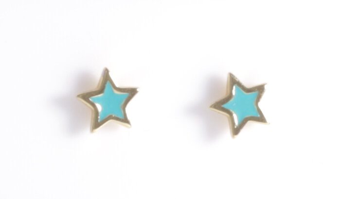 TURQUOISE ENAMEL STAR STUDS