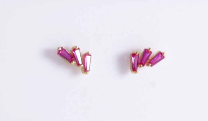 PINK BAGUETTE STUDS