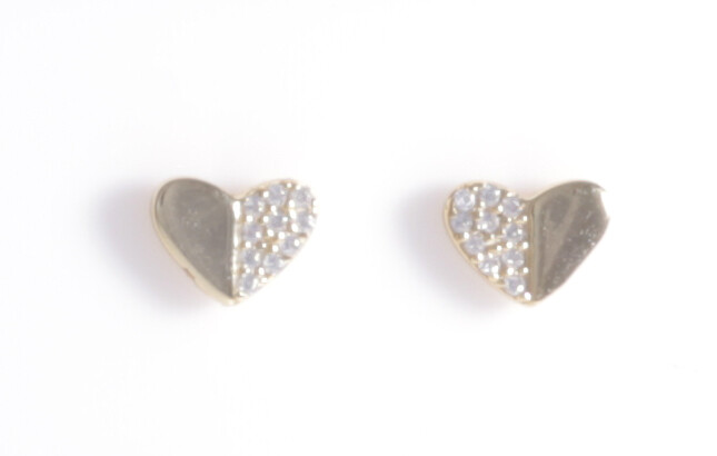 HALF AND HALF HEART STUDS