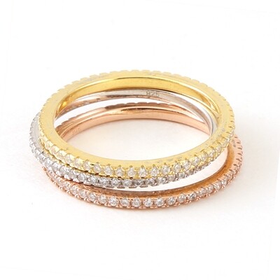 SET OF THREE TRI COLOR STACKABLE RINGS
