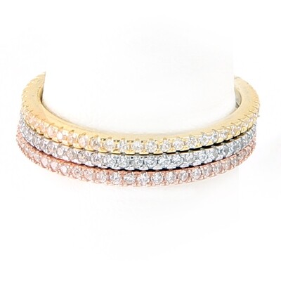 SET OF THREE TRI COLOR STACKABLE RINGS