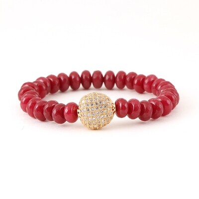 SET OF THREE RUBY JADE BRACELETS