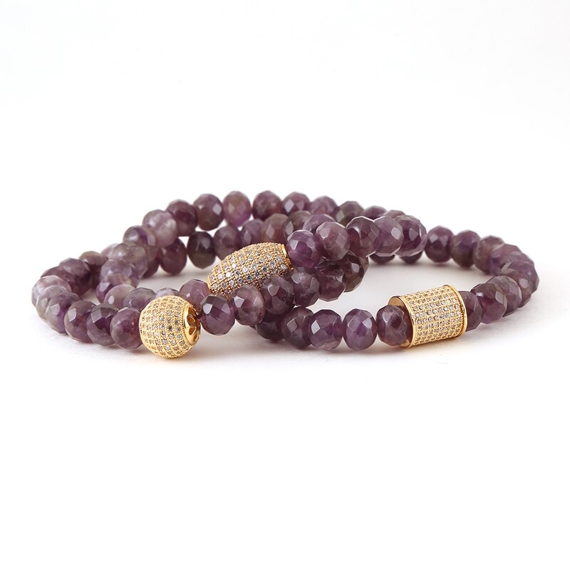 SET OF THREE AMETHYST BRACELETS