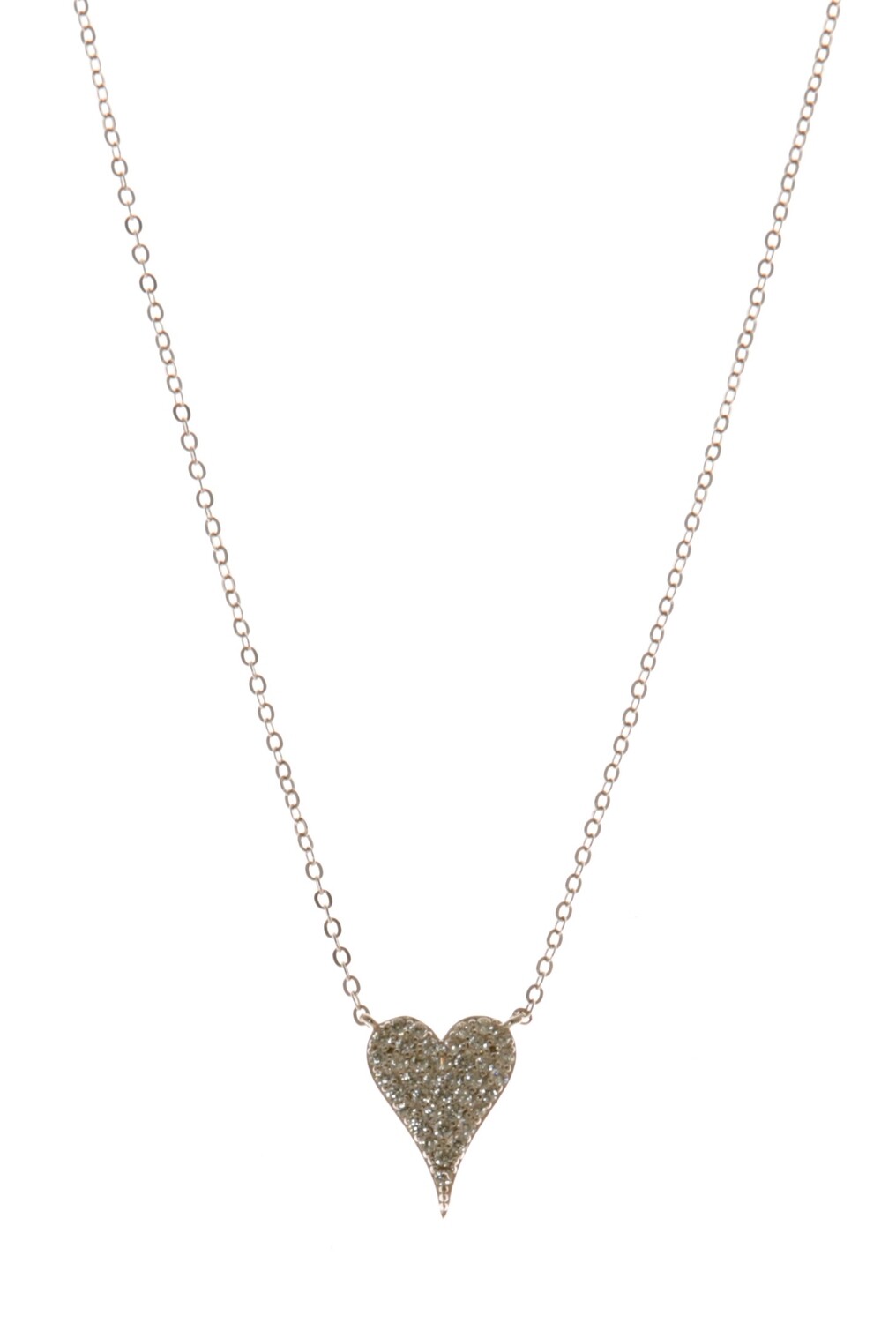 MEDIUM PAVE ELONGATED HEART, MATERIALS: STERLING SILVER