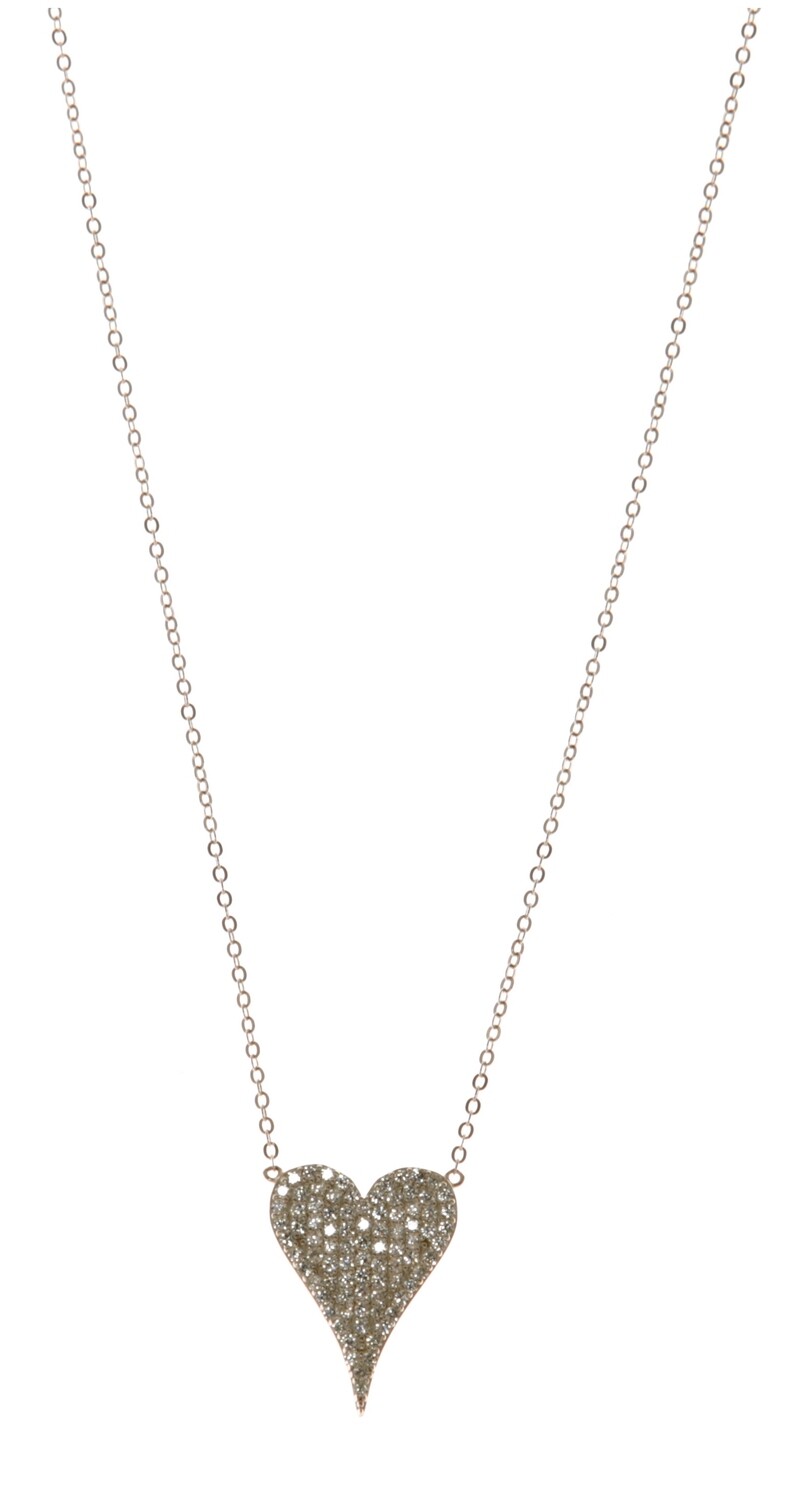LARGE PAVE ELONGATED HEART, MATERIALS: STERLING SILVER