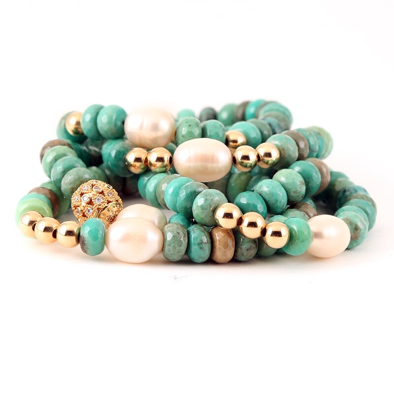 STACKABLE PERUVIAN OPAL BRACELET SET