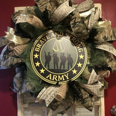 Brave and Strong Army Wreath