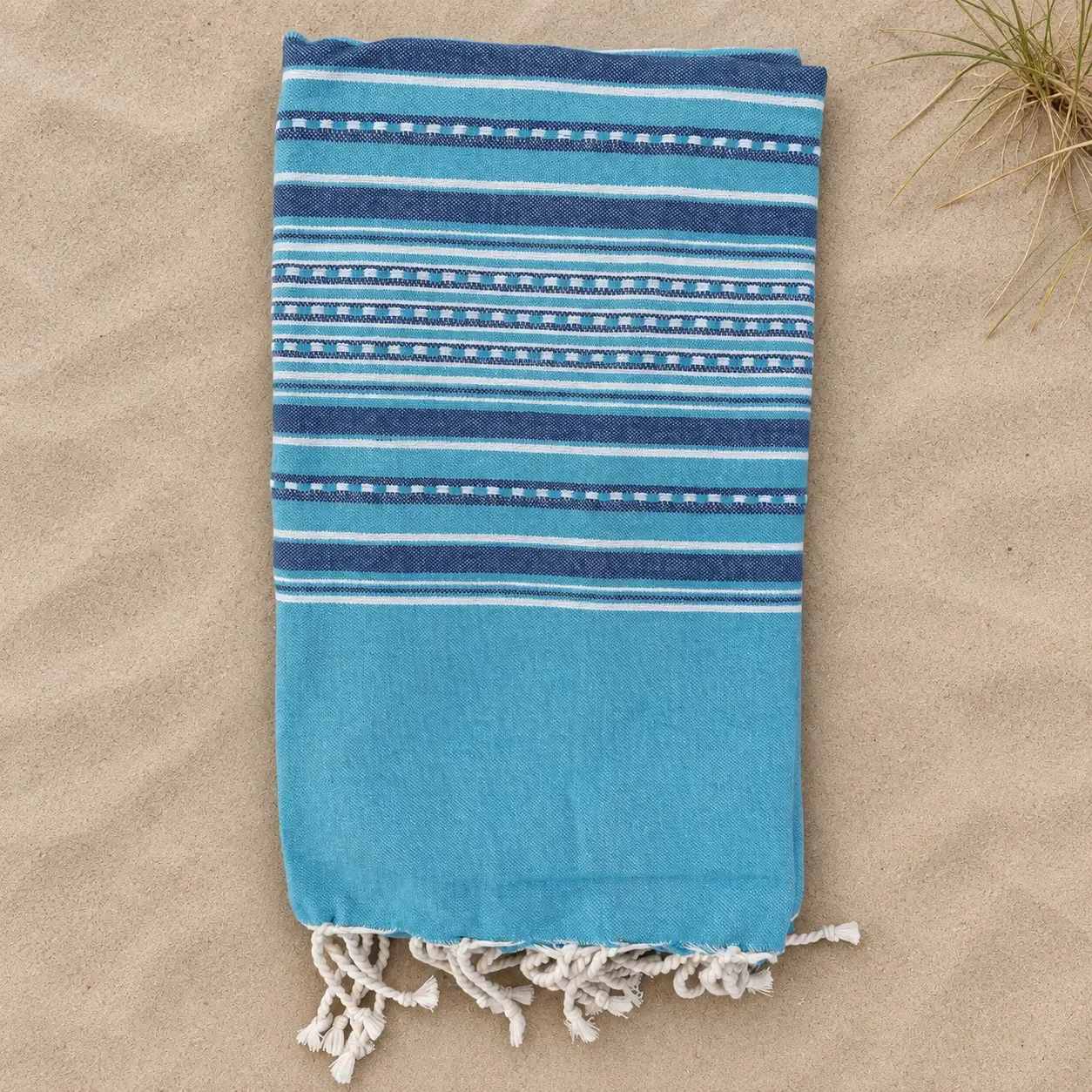 Iso Hamam-pyyhe 100 × 200 cm – turkoosi, raitakuvio