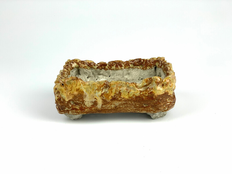 Bonsai Pot - Brown/Light Yellow