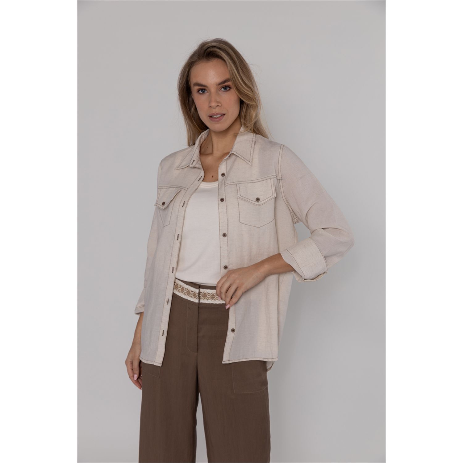 Poools overhemd blouse siernaad