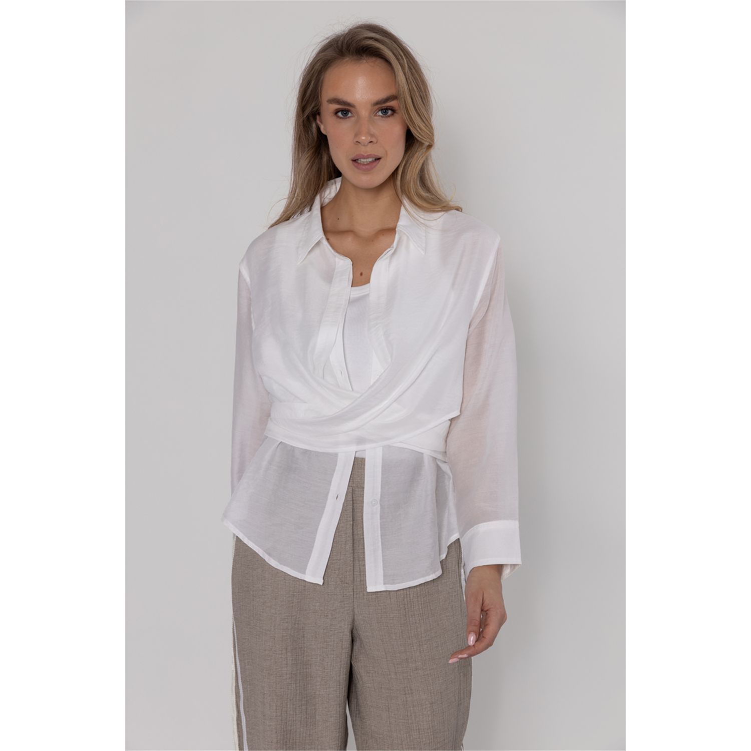 Poools blouse dubbele laag wikkel