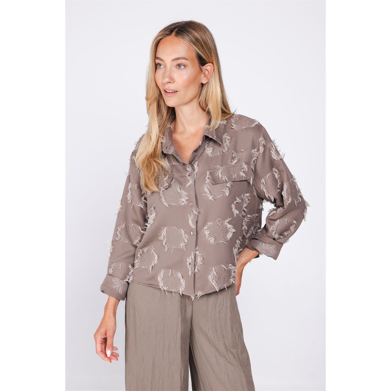 Poools blouse jacquard franjes