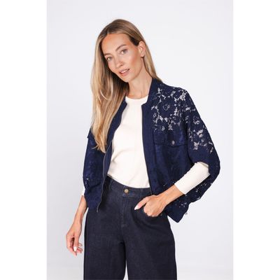 Poools jacket kanten bloem motief