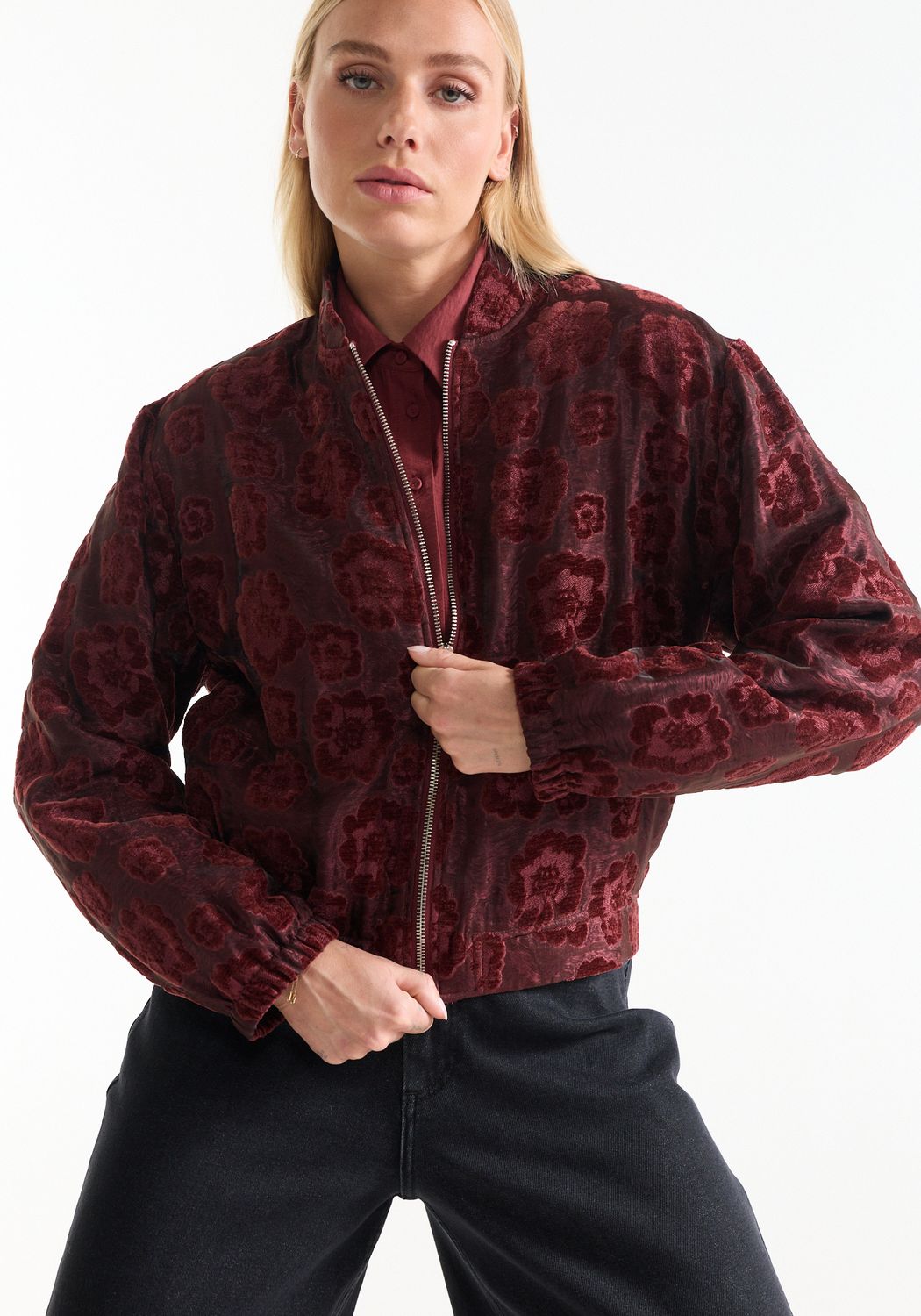 JNSN bomber jacket bloemstructuur